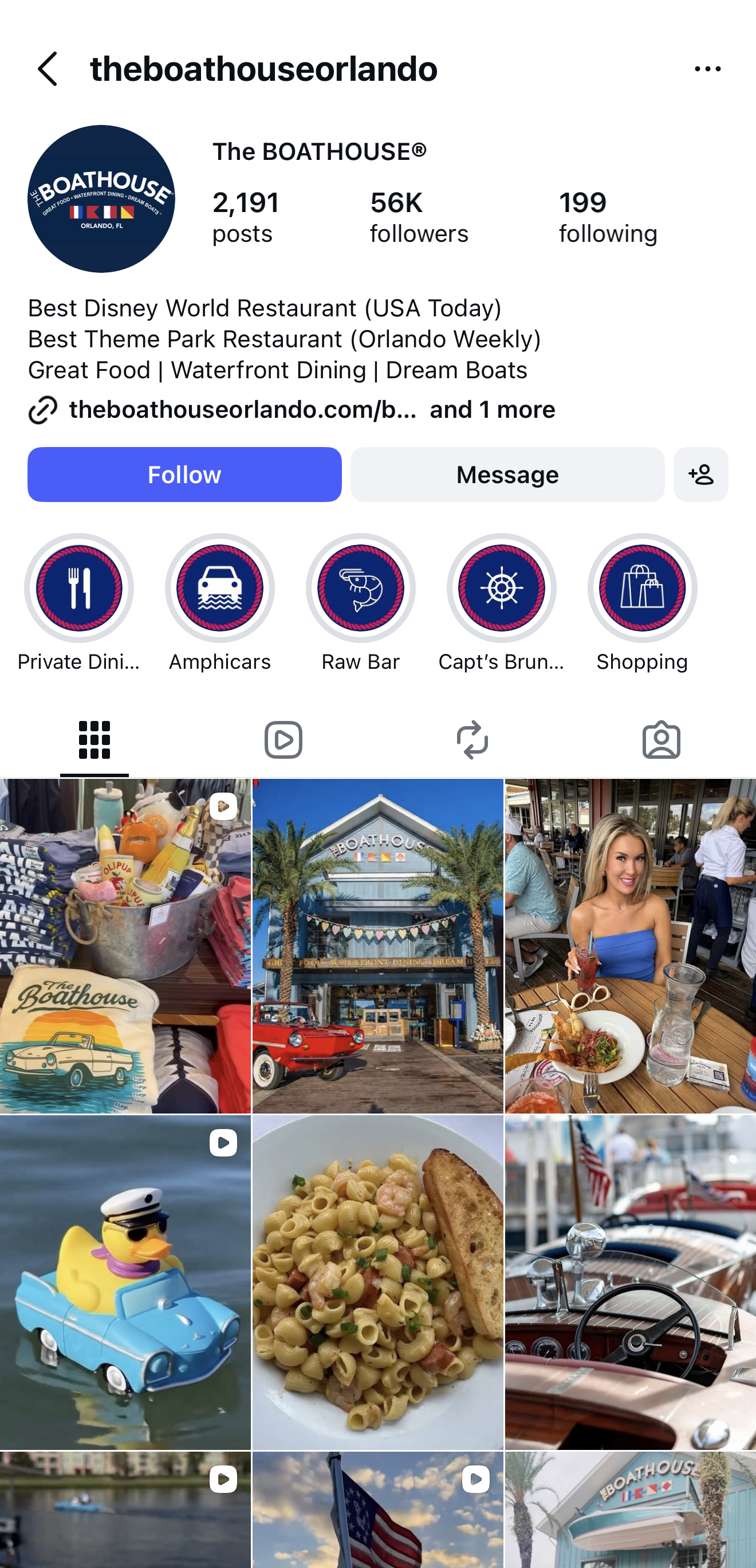 The BOATHOUSE — Instagram profile and brand presence