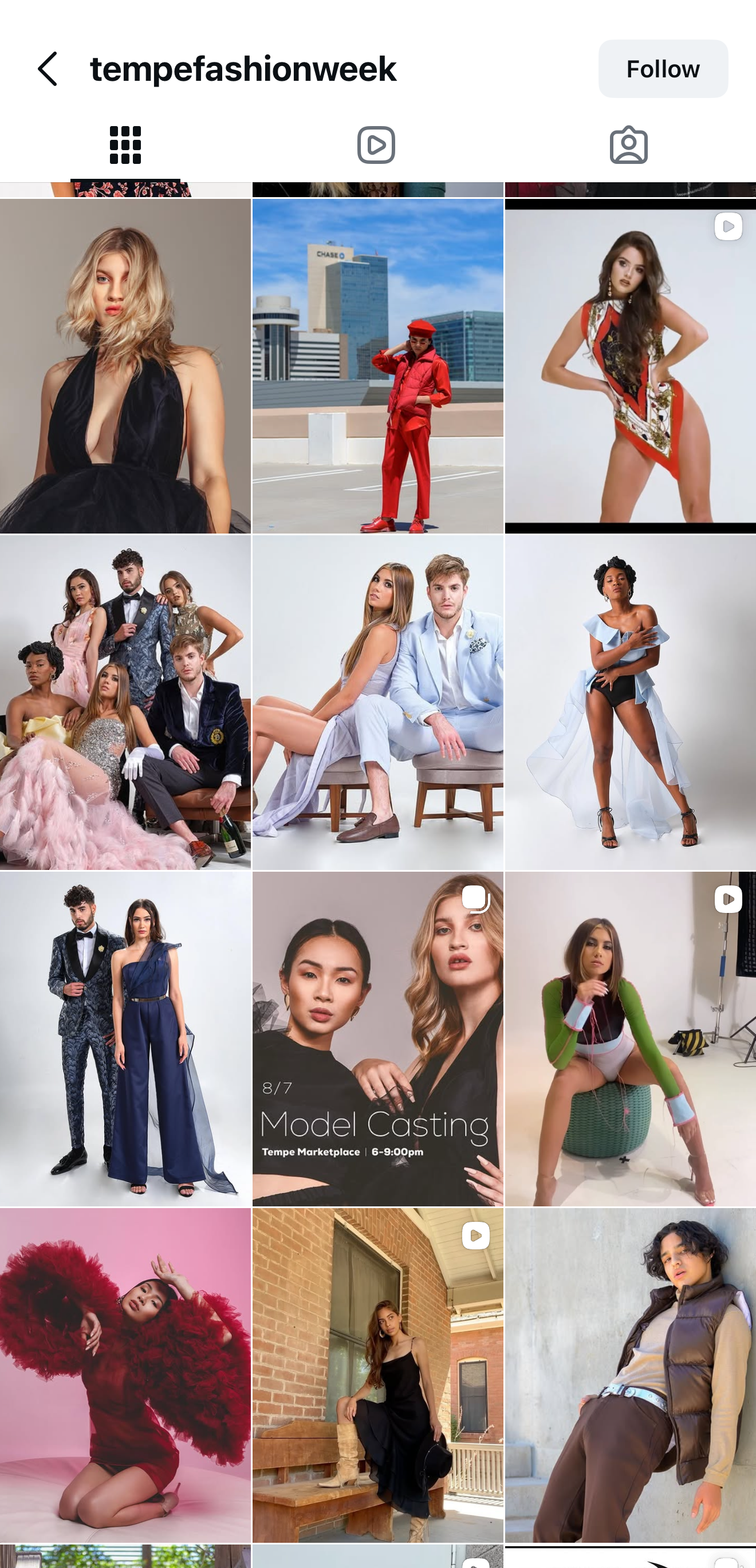 Tempe Fashion Week brand imagery grid