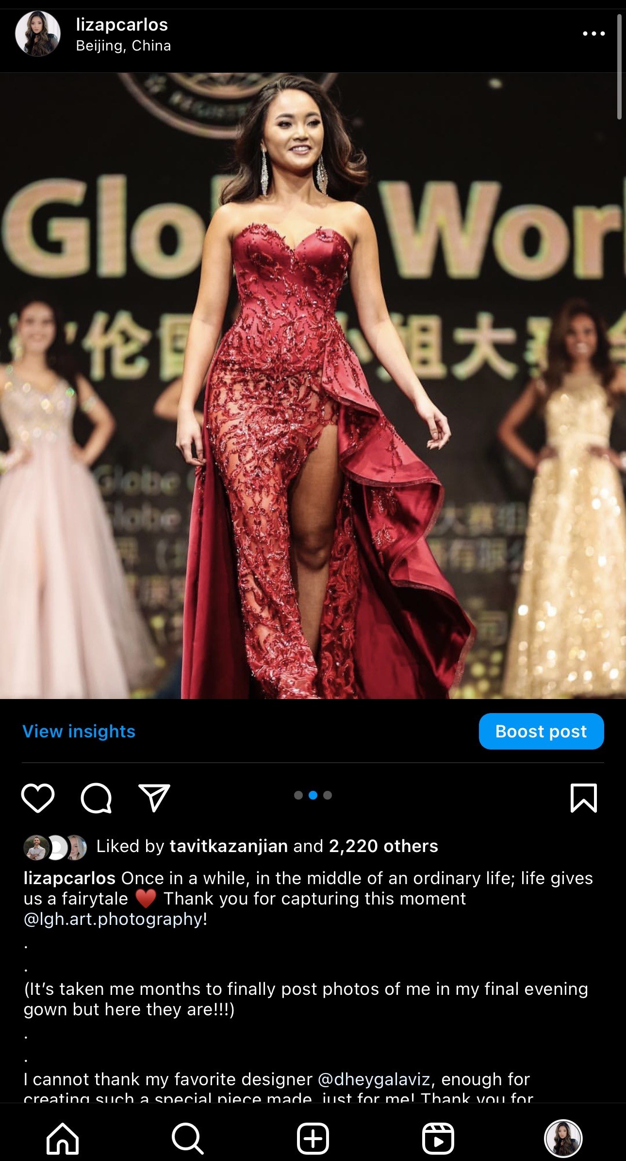 Red gown — Miss Globe World, Beijing