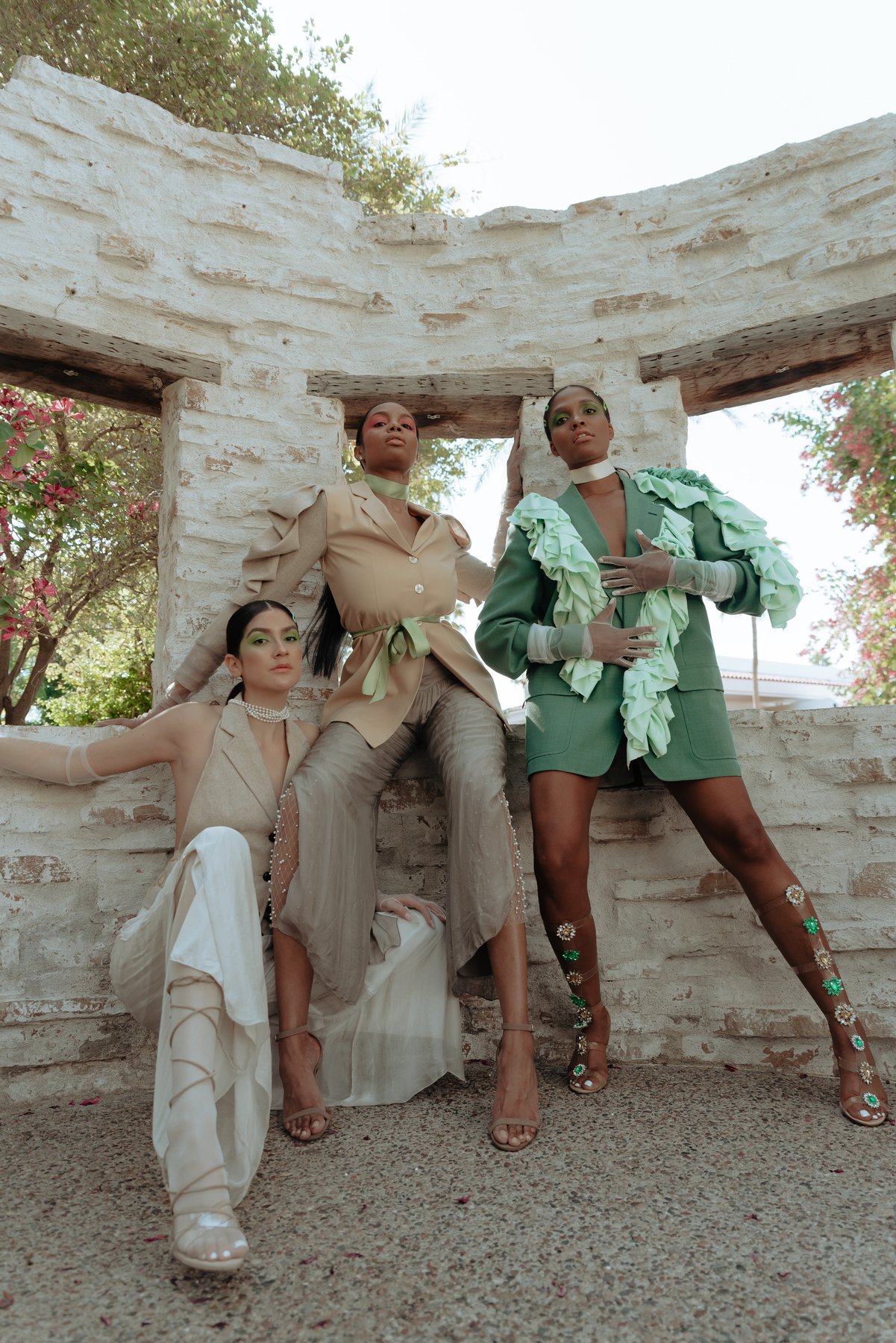 Tan blazer editorial — alternate angle